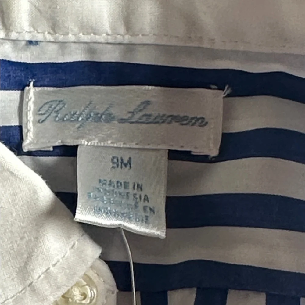 Ralph Lauren Striped Poplin Dress in Blue White Yellow baby infant size 9 months